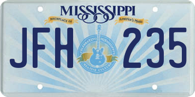 MS license plate JFH235