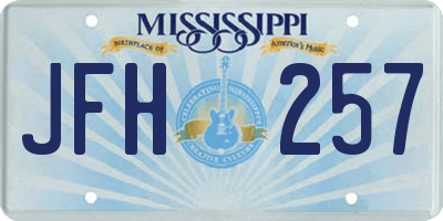 MS license plate JFH257