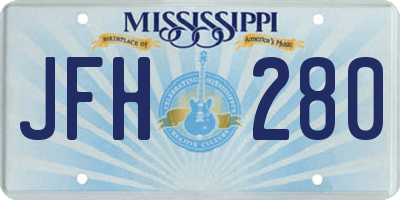 MS license plate JFH280