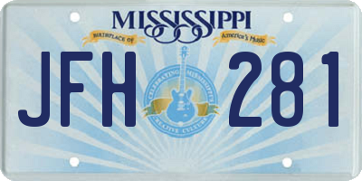 MS license plate JFH281