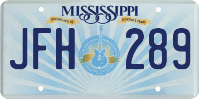 MS license plate JFH289