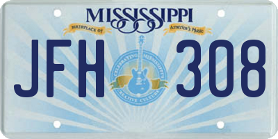 MS license plate JFH308