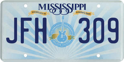 MS license plate JFH309