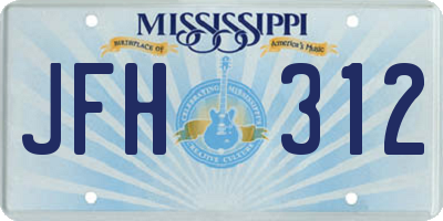 MS license plate JFH312