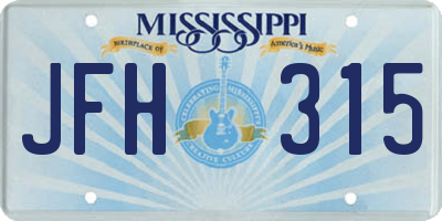 MS license plate JFH315