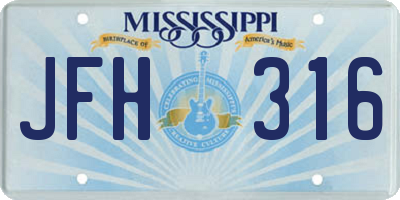 MS license plate JFH316
