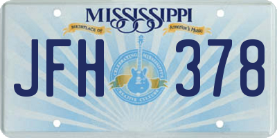 MS license plate JFH378