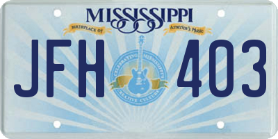 MS license plate JFH403