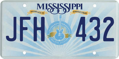 MS license plate JFH432