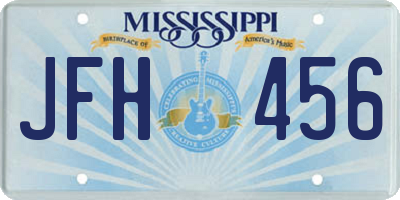 MS license plate JFH456