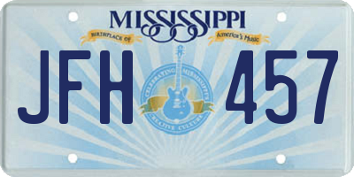 MS license plate JFH457