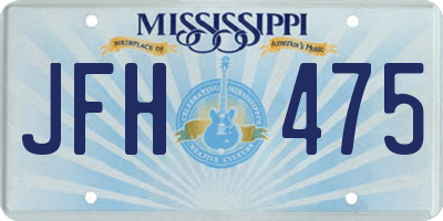 MS license plate JFH475