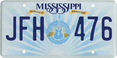MS license plate JFH476