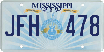MS license plate JFH478