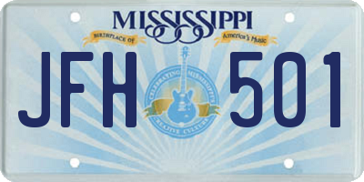 MS license plate JFH501