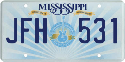 MS license plate JFH531