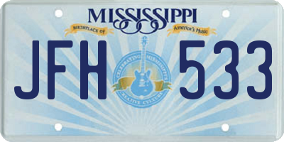 MS license plate JFH533