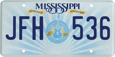 MS license plate JFH536