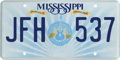 MS license plate JFH537