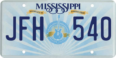 MS license plate JFH540