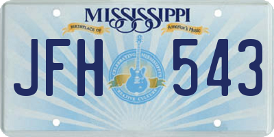 MS license plate JFH543