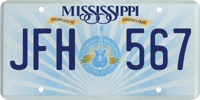 MS license plate JFH567