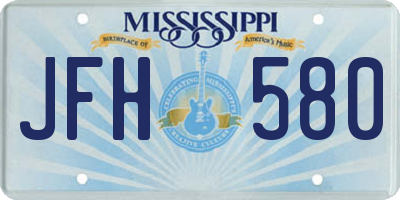 MS license plate JFH580