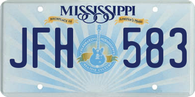MS license plate JFH583