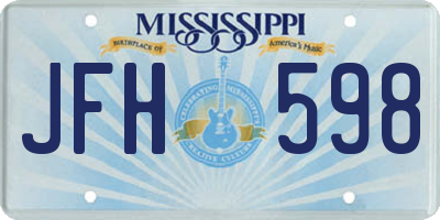 MS license plate JFH598