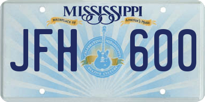 MS license plate JFH600