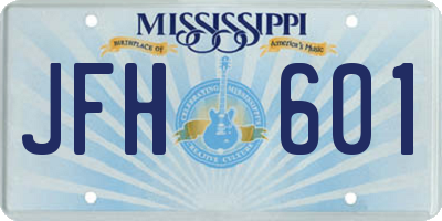 MS license plate JFH601