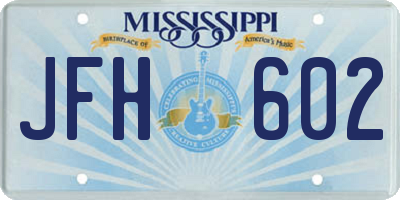 MS license plate JFH602