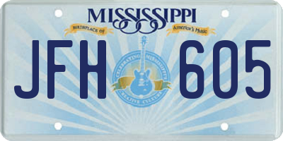 MS license plate JFH605