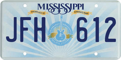 MS license plate JFH612