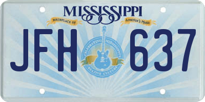 MS license plate JFH637