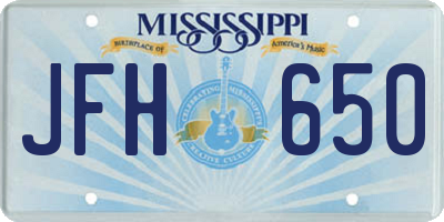 MS license plate JFH650