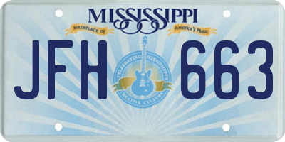 MS license plate JFH663