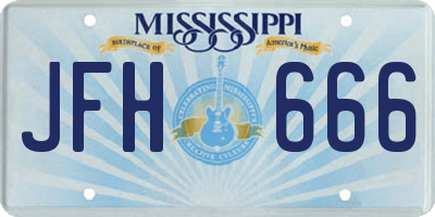 MS license plate JFH666