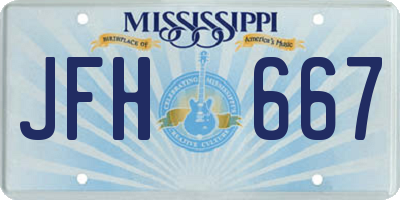 MS license plate JFH667