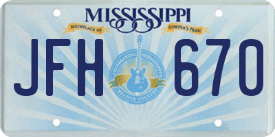 MS license plate JFH670