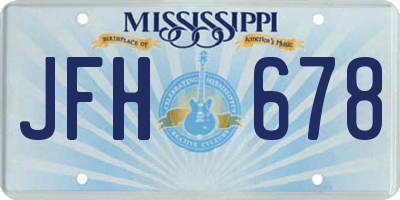 MS license plate JFH678