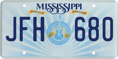 MS license plate JFH680