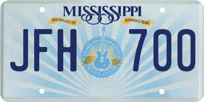 MS license plate JFH700