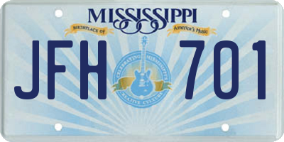 MS license plate JFH701