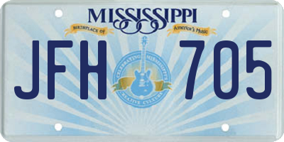 MS license plate JFH705