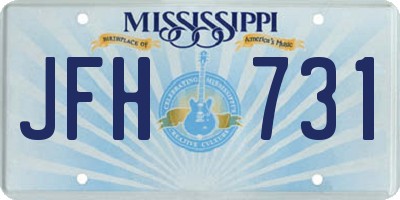 MS license plate JFH731