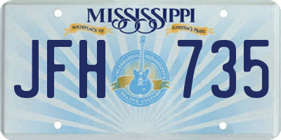 MS license plate JFH735