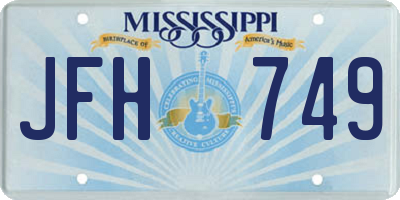 MS license plate JFH749