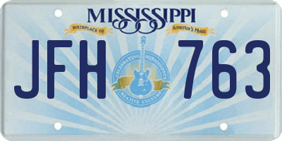 MS license plate JFH763