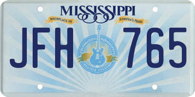 MS license plate JFH765